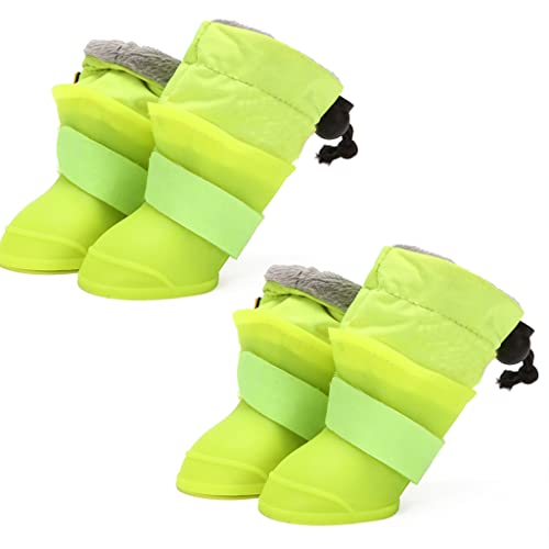 Atmungsaktive Hundestiefel, Wärme zum Schutz von Hundeschuhen, Hundeschuhe für den Winter, warme Fleece-Riemen, rutschfeste Haustier-Schnee-Regenstiefel von Mumuve