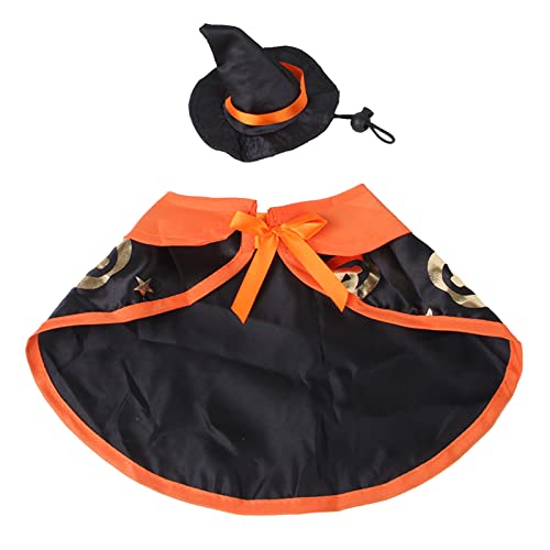 Halloween-Kostüm-Set für Haustiere, Umhang und verstellbarer Zaubererhut für Urlaub, Dekoration, Cosplay, Outfit für Hunde und Katzen, Größe S/für M/L, Katzenumhang nur für Katzen von Mumuve