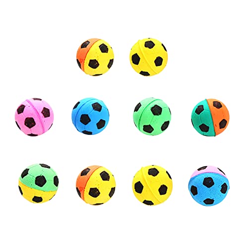 Mumuve Katzenspielzeug, Favorit für Latexbälle, Mini-Fußball, zufällige Farbe, 4 cm, für Katzenspielzeug, sortiert, weich, interaktives Katzenspielzeug für Indoor-Katzen, 10 Stück von Mumuve