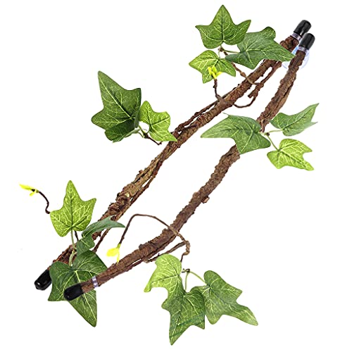 Mumuve Kletterer, flexible Blätter mit Saugnäpfen, Dschungel-Lebensraum-Dekoration für Schlangen, 2er-Set, Dschungel-Holzreben-Dekor von Mumuve