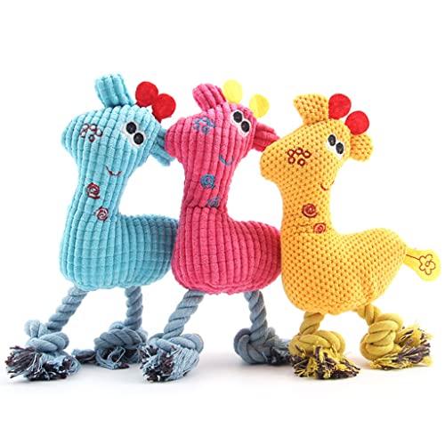 Mumuve Niedliches Seil-Giraffen-Hundespielzeug mit Seilkörper und gefülltem Kopf für Welpen, langlebiges Geschenk, Kauspielzeug für Welpen, interaktives Kauspielzeug für Hunde von Mumuve