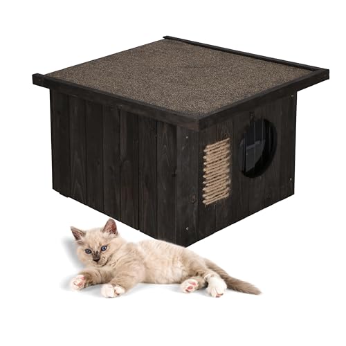 MUNTEL Katzenhaus Outdoor Winterfest, Katzenhaus Isoliert, Clawsable, Holz Outdoor, Katzenhütte 49,5 x 58 x 36 cm MUNTEL Katzenhaus Outdoor Winterfest, Katzenhaus Isoliert, Clawsable, Holz Outdoor, Katzenhütte 49,5 x 58 x 36 cm von Muntel