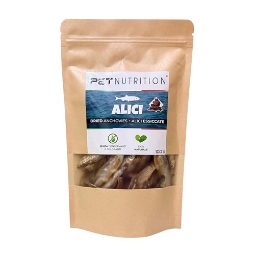 Pet Nutrition getrocknete Alici, natürlicher Snack für Hunde und Katzen, 100 g, ohne Konservierungsstoffe von Musclefordogs.it