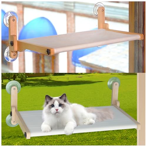 Katzen-Fensterstange, strapazierfähig, Holz-Katzenfensterbett für große Katze, langlebiges Katzenbett, Fensterhängematte mit Saugnäpfen, faltbarer schnurloser Fenstersitz für den Innenbereich, Katzen-Fensterstange, strapazierfähig, Holz-Katzenfensterbett für große Katze, langlebiges Katzenbett, Fensterhängematte mit Saugnäpfen, faltbarer schnurloser Fenstersitz für den Innenbereich, von MuseGlot