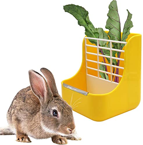 Heu Futterstation für Kaninchen, Meerschweinchen, 2 in 1, Futternapf, für kleine Haustiere, Chinchilla, Hamster (Gelb) von Musolaree