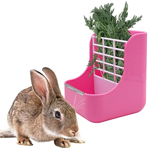 Heufutterstation für Kaninchen, Meerschweinchen, 2 in 1, Futternapf, für kleine Tiere, Kaninchen, Chinchilla, Hamster (Rosa) von Musolaree