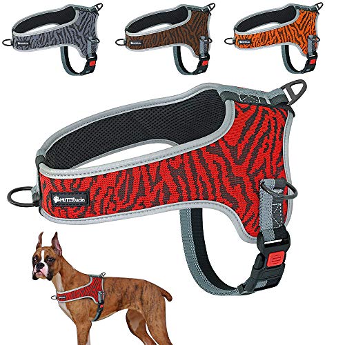 Muttitude No-Pull Training Hundegeschirr - Front Clip Hundegeschirr - Braun Rot Orange und Schwarz Hundegeschirr für Hunde 10 bis 25 kg (M, Rot) von Muttitude