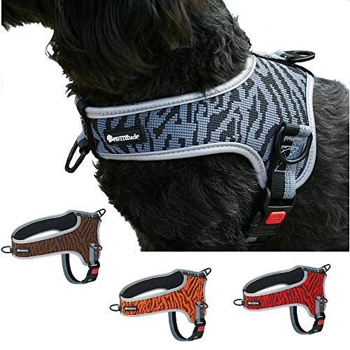 Muttitude No-Pull Training Hundegeschirr - Front Clip Hundegeschirr - Braun Rot Orange und Schwarz Hundegeschirr für Hunde 10 bis 55 Pfund (M, Anthrazit) von Muttitude
