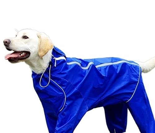 Muyin Hunde-Regenmantel mit Kapuze, reflektierend, wasserdicht, Reißverschluss, verstellbar, für Geburtstag, Frühling (Farbe: Blau, Größe: 4XL) von Muyin