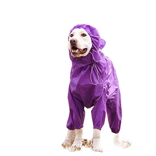 Muyin Hunde-Regenmantel mit Kapuze, reflektierend, wasserdicht, Reißverschluss, verstellbar, für Geburtstag, Frühling (Farbe: Violett, Größe: XL) von Muyin