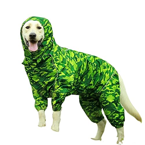 Muyin Hundekostüm, Regenmantel, Hoodie, reflektierend, wasserdicht, Reißverschluss, verstellbar, für Geburtstag, Frühling (Farbe: Grün, Größe: 5XL) von Muyin