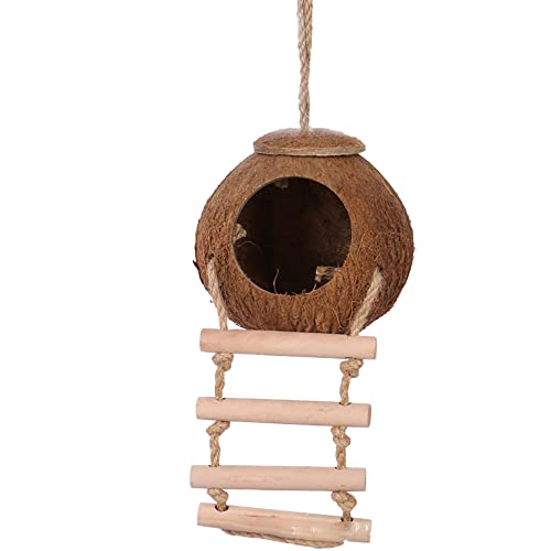 Vogelnest aus natürlicher Kokosnussschale, hängendes Vogelhaus für Haustiere, Papageien, Sittiche, Outdoor, Garten, Balkon, Dekoration, Zubehör, 6-M von Muzboo