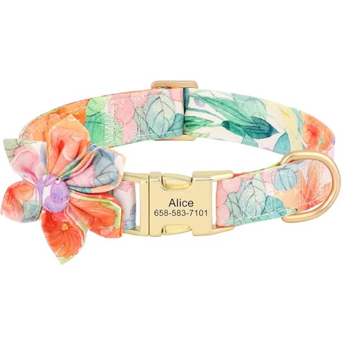 Benutzerdefinierte Hundehalsband Mit Blume Nylon Druck Hundehalsbänder Halskette Personalisierte Haustier Welpenhalsbänder Für Kleine,Mittelgroße Und Große Hunde Mops,Toilette,M Benutzerdefinierte Hundehalsband Mit Blume Nylon Druck Hundehalsbänder Halskette Personalisierte Haustier Welpenhalsbänder Für Kleine,Mittelgroße Und Große Hunde Mops,Toilette,M von Muziner