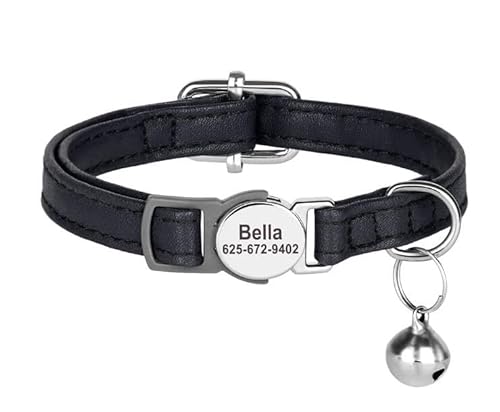 Katzenhalsband,Katzenhalsbänder,Halskette,Sicherheitshalsbänder Für Haustiere,Kätzchen,Welpen,Anti-Verlust,Mit Gravur,Schwarz,20-30 cm Katzenhalsband,Katzenhalsbänder,Halskette,Sicherheitshalsbänder Für Haustiere,Kätzchen,Welpen,Anti-Verlust,Mit Gravur,Schwarz,20-30 cm von Muziner