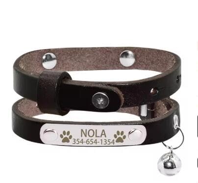 Katzenhalsband,Personalisiertes Namensschild,Weiches,Langlebiges Katzenhalsband,Glöckchen-Halskette,Individuell Graviertes Namensschild,Kätzchenhalsband,Dark Brown,S(16cm-22cm) von Muziner