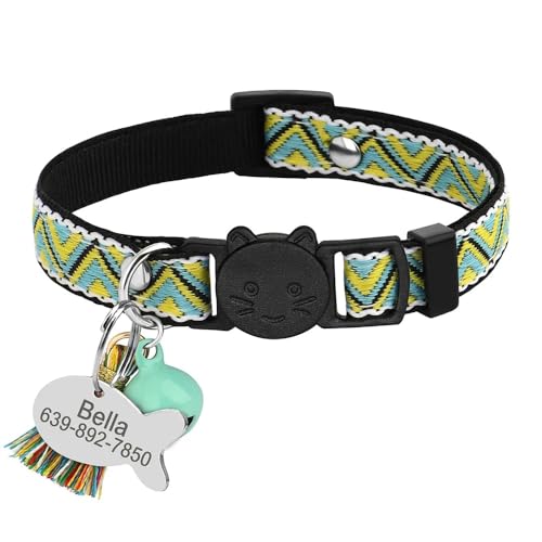 Katzenhalsband,Personalisiertes Sicherheits-Katzenhalsband,Halskette,Graviertes ID-Tag,Namensschild Mit Niedlichem Glöckchen-Geschenk,10,18-28cm Katzenhalsband,Personalisiertes Sicherheits-Katzenhalsband,Halskette,Graviertes ID-Tag,Namensschild Mit Niedlichem Glöckchen-Geschenk,10,18-28cm von Muziner