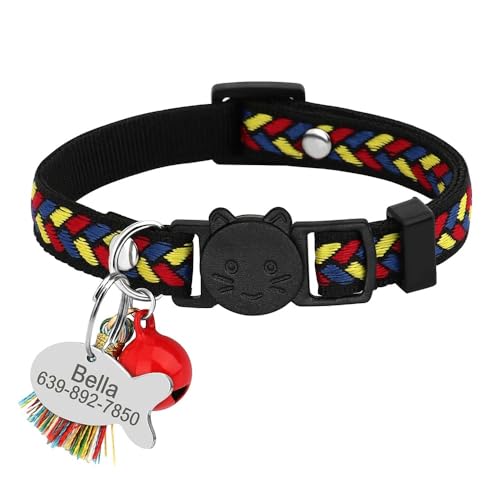 Katzenhalsband,Personalisiertes Sicherheits-Katzenhalsband,Halskette,Graviertes ID-Tag,Namensschild Mit Niedlichem Glöckchen-Geschenk,11,18-28cm Katzenhalsband,Personalisiertes Sicherheits-Katzenhalsband,Halskette,Graviertes ID-Tag,Namensschild Mit Niedlichem Glöckchen-Geschenk,11,18-28cm von Muziner