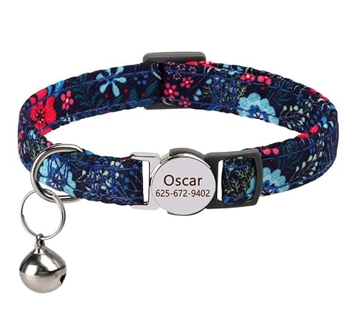 Nylon-Katzenhalsband Mit Süßem Aufdruck,Kätzchen-Katzenhalsbänder,Nylon-Haustierhalskette Mit Glöckchen,Verstellbar Für Katzen,Welpen,Blue,20-30 cm Nylon-Katzenhalsband Mit Süßem Aufdruck,Kätzchen-Katzenhalsbänder,Nylon-Haustierhalskette Mit Glöckchen,Verstellbar Für Katzen,Welpen,Blue,20-30 cm von Muziner