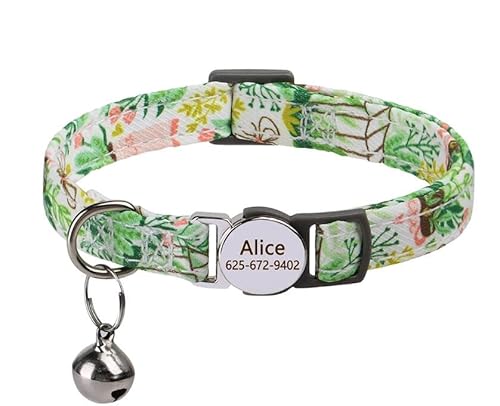 Nylon-Katzenhalsband Mit Süßem Aufdruck,Kätzchen-Katzenhalsbänder,Nylon-Haustierhalskette Mit Glöckchen,Verstellbar Für Katzen,Welpen,Grün,20-30 cm Nylon-Katzenhalsband Mit Süßem Aufdruck,Kätzchen-Katzenhalsbänder,Nylon-Haustierhalskette Mit Glöckchen,Verstellbar Für Katzen,Welpen,Grün,20-30 cm von Muziner