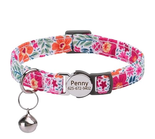 Nylon-Katzenhalsband Mit Süßem Aufdruck,Kätzchen-Katzenhalsbänder,Nylon-Haustierhalskette Mit Glöckchen,Verstellbar Für Katzen,Welpen,Rose,20-30 cm Nylon-Katzenhalsband Mit Süßem Aufdruck,Kätzchen-Katzenhalsbänder,Nylon-Haustierhalskette Mit Glöckchen,Verstellbar Für Katzen,Welpen,Rose,20-30 cm von Muziner