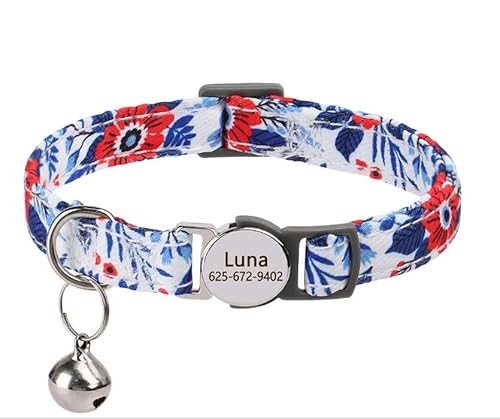 Nylon-Katzenhalsband Mit Süßem Aufdruck,Kätzchen-Katzenhalsbänder,Nylon-Haustierhalskette Mit Glöckchen,Verstellbar Für Katzen,Welpen,Rot,20-30 cm Nylon-Katzenhalsband Mit Süßem Aufdruck,Kätzchen-Katzenhalsbänder,Nylon-Haustierhalskette Mit Glöckchen,Verstellbar Für Katzen,Welpen,Rot,20-30 cm von Muziner