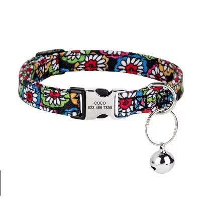 Personalisiertes Bedrucktes Katzenhalsband,Verstellbare Kätzchen-Welpenhalsbänder Mit Eingraviertem ID-Namensschild,Glocke,Anti-Verlust-Katzenhalsbänder,7 Personalisiertes Bedrucktes Katzenhalsband,Verstellbare Kätzchen-Welpenhalsbänder Mit Eingraviertem ID-Namensschild,Glocke,Anti-Verlust-Katzenhalsbänder,7 von Muziner
