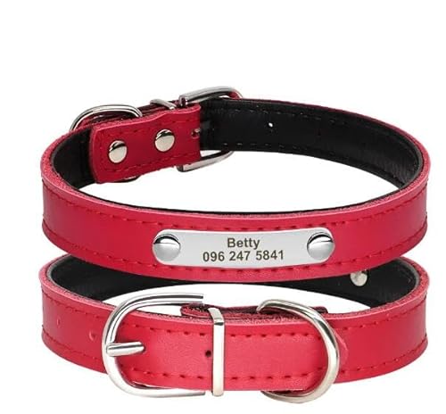 Personalisiertes Halsband Für Hunde Und Katzen,Verstellbar,Mit Gravur,Haustier-Kätzchen,Welpen-ID,Namensschild,Zubehör,Halsbänder Für Kleine Und Mittelgroße Hunde,Rot,S Personalisiertes Halsband Für Hunde Und Katzen,Verstellbar,Mit Gravur,Haustier-Kätzchen,Welpen-ID,Namensschild,Zubehör,Halsbänder Für Kleine Und Mittelgroße Hunde,Rot,S von Muziner