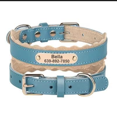 Personalisiertes Hundehalsband,Personalisierte Haustier-ID-Halsbänder,Weich Gepolsterte Hundehalsbänder,Verstellbar,Für Kleine,Mittelgroße Und Große Hunde,Blau,XL von Muziner