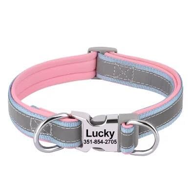 Personalisiertes Hundehalsband,Reflektierende Sicherheitshalsbänder Für Hunde,Graviertes ID-Tag,Pitbull-Mopshalsbänder,Verstellbar Für Kleine Große Hunde,Pink,L Personalisiertes Hundehalsband,Reflektierende Sicherheitshalsbänder Für Hunde,Graviertes ID-Tag,Pitbull-Mopshalsbänder,Verstellbar Für Kleine Große Hunde,Pink,L von Muziner
