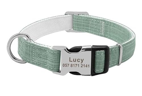 Personalisiertes Hundehalsband Aus Nylon Mit Graviertem Namen,Hundehalsbänder,Individuelles Welpen-Haustierhalsband,ID-Tag Für Kleine,Mittelgroße Und Große Große Hunde,Green,M Personalisiertes Hundehalsband Aus Nylon Mit Graviertem Namen,Hundehalsbänder,Individuelles Welpen-Haustierhalsband,ID-Tag Für Kleine,Mittelgroße Und Große Große Hunde,Green,M von Muziner