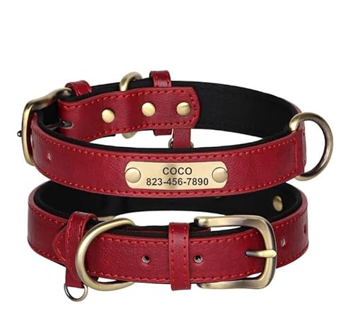 Personalisiertes Hundehalsband Mit Namensschild,Weiches,Verstellbares Halsband Mit Gravur Für Kleine,Mittelgroße Und Große Hunde,Red,XS Personalisiertes Hundehalsband Mit Namensschild,Weiches,Verstellbares Halsband Mit Gravur Für Kleine,Mittelgroße Und Große Hunde,Red,XS von Muziner