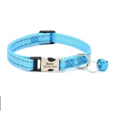 Personalisiertes Katzenhalsband,Reflektierendes Kätzchen-Welpenhalsband Mit Glöckchen,Personalisiertes Haustier-Katzenhalsband,Halsketten-Zubehör,19 cm Bis 30 cm,Blau,19 Bis 30 cm Personalisiertes Katzenhalsband,Reflektierendes Kätzchen-Welpenhalsband Mit Glöckchen,Personalisiertes Haustier-Katzenhalsband,Halsketten-Zubehör,19 cm Bis 30 cm,Blau,19 Bis 30 cm von Muziner