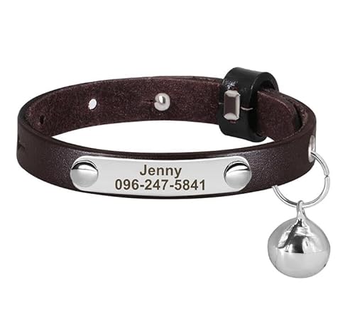 Personalisiertes Katzenhalsband,Verstellbare Haustier-Katzenhalsbänder,Halskette,Individuelles Welpen-Kätzchen-Namenshalsband,Anti-Verlust-Katzenzubehör,Brown,15-23cm Personalisiertes Katzenhalsband,Verstellbare Haustier-Katzenhalsbänder,Halskette,Individuelles Welpen-Kätzchen-Namenshalsband,Anti-Verlust-Katzenzubehör,Brown,15-23cm von Muziner