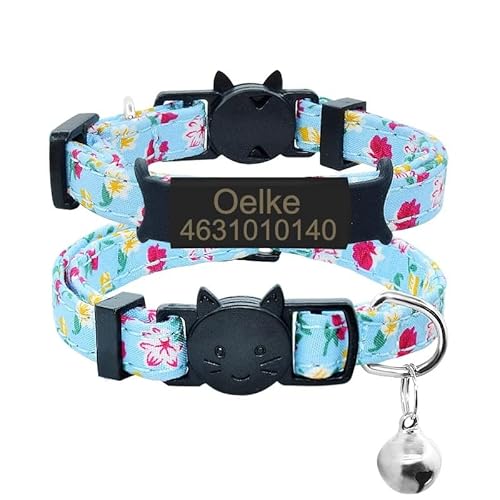 Personalisiertes Namensschild,Katzenhalsband,Glocke,Individuell Graviertes Namensschild,Sicherheits-Breakaway-Katzenhalsband,Verstellbare,Bedruckte Halsband-Halskette,Black-Blue,Schwarz Grün Personalisiertes Namensschild,Katzenhalsband,Glocke,Individuell Graviertes Namensschild,Sicherheits-Breakaway-Katzenhalsband,Verstellbare,Bedruckte Halsband-Halskette,Black-Blue,Schwarz Grün von Muziner