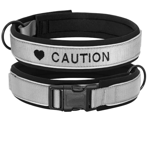 Personalisiertes Nylon-Hundehalsband,ID-Namenszubehör,Reflektierend,Bestickt,Für Kleine,Mittelgroße Und Große Hunde,GRAU,S von Muziner