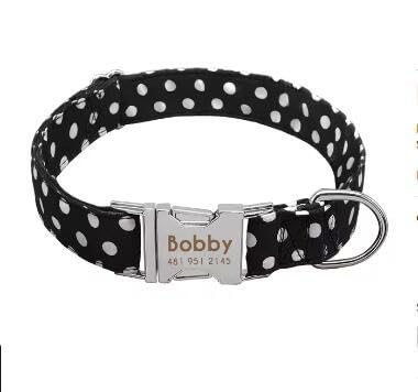 Personalisiertes Nylon-Welpen-Hundehalsband,Verstellbar,Haustier-ID-Tag,Gravur,Halsbänder,Tags Für Kleine,Mittelgroße Und Große Hunde,Punktmuster,Schwarz,L Personalisiertes Nylon-Welpen-Hundehalsband,Verstellbar,Haustier-ID-Tag,Gravur,Halsbänder,Tags Für Kleine,Mittelgroße Und Große Hunde,Punktmuster,Schwarz,L von Muziner