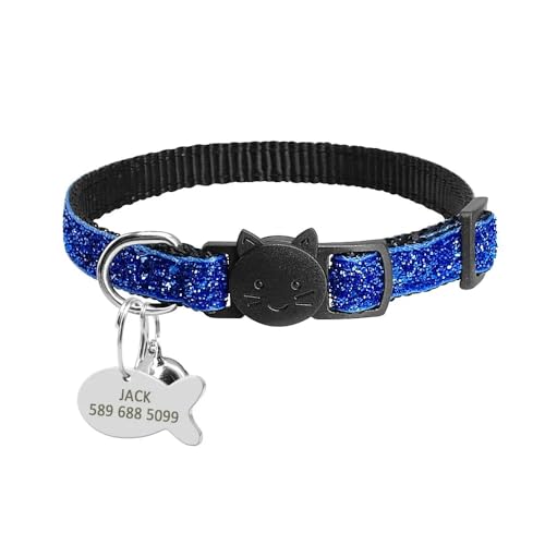 Sicherheits-Katzenhalsband,Personalisierbar,Niedliche Kätzchen-Welpenhalsbänder Mit Glocke,Namensschild,Nylon-Aufdruck,Haustier-Katzen-Halsketten-Zubehör,Blau,18-27cm Sicherheits-Katzenhalsband,Personalisierbar,Niedliche Kätzchen-Welpenhalsbänder Mit Glocke,Namensschild,Nylon-Aufdruck,Haustier-Katzen-Halsketten-Zubehör,Blau,18-27cm von Muziner