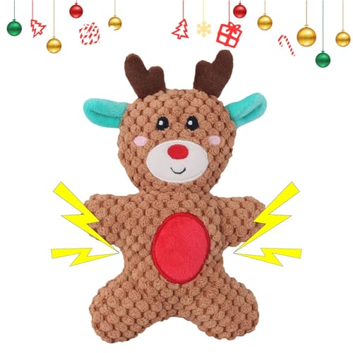 Mwkbbn Quietschendes Hundespielzeug mit Weihnachtsmotiven, aggressive Kauer, ausgestopftes Kauspielzeug für Welpen, interaktives Spielzeug, Weihnachtsmotiv-Design, 19 x 13 x 5 cm, für Welpen, Mwkbbn Quietschendes Hundespielzeug mit Weihnachtsmotiven, aggressive Kauer, ausgestopftes Kauspielzeug für Welpen, interaktives Spielzeug, Weihnachtsmotiv-Design, 19 x 13 x 5 cm, für Welpen, von Mwkbbn