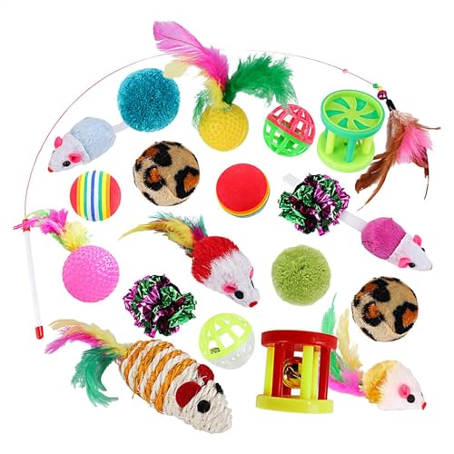 Mwqpgyh Katzenspielzeug – 20-teiliges interaktives Katzenspielzeug-Set, leuchtende Farben, lustiger Katzenstock für Zuhause, Garten, Park, Outdoor Mwqpgyh Katzenspielzeug – 20-teiliges interaktives Katzenspielzeug-Set, leuchtende Farben, lustiger Katzenstock für Zuhause, Garten, Park, Outdoor von Mwqpgyh