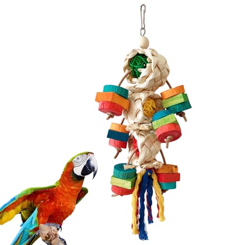 Interaktives Vogelspielzeug hilft, einen gesunden Schnabel zu erhalten und bietet erweiterten Spaß, sichere Materialien, perfekt für Papageien, Vögel, Papageien, Spielzeug, hängbar, natürliches von Mxming