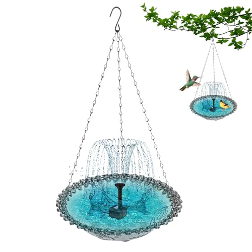 Mxshc Vogeltränke für den Außenbereich, Solar-Trinkbrunnen – hängbarer Futterspender für Kolibri, Outdoor, Terrasse, Balkon, Garten, Dekoration von Mxshc
