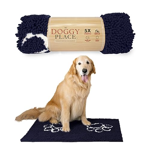 My Doggy Place Mikrofaser-Hundematte für schlammige Pfoten, 91,4 x 66 cm, Marineblau mit Pfotenabdruck, saugfähig, schnell trocknend, waschmaschinen- und trocknergeeignet, rutschfeste Gummi-Rückseite, My Doggy Place Mikrofaser-Hundematte für schlammige Pfoten, 91,4 x 66 cm, Marineblau mit Pfotenabdruck, saugfähig, schnell trocknend, waschmaschinen- und trocknergeeignet, rutschfeste Gummi-Rückseite, von My Doggy Place