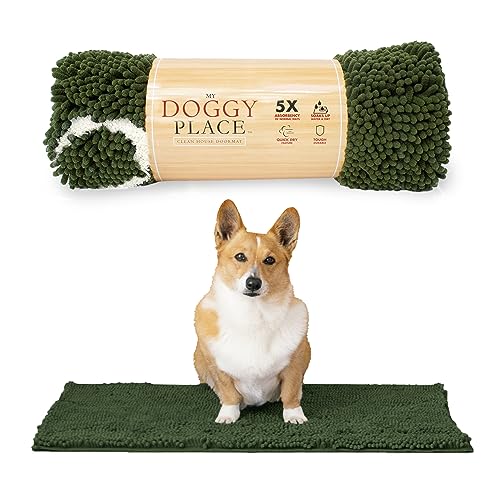 My Doggy Place - Ultra saugfähige Mikrofaser-Hunde-Fußmatte, strapazierfähig, schnell trocknend, waschbar, hält Ihr Haus sauber (Schnittlauch mit Pfotenabdruck), Größe M: 78.7 x 50.8 cm von My Doggy Place