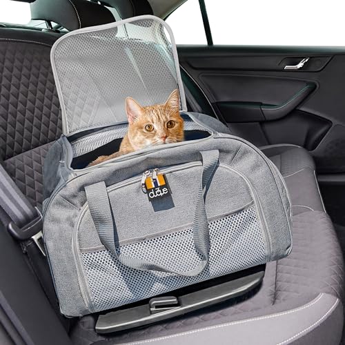 MY DUQUE – Modell CAR-GO Faltbare Hundebox und Transportbox für Katzen | ISOFIX für einfachen Einbau im Auto | Erweiterbare Hundetransportbox mit Zugriff vorn & hinten – Ideal für Flugreisen – Grau von My Duque