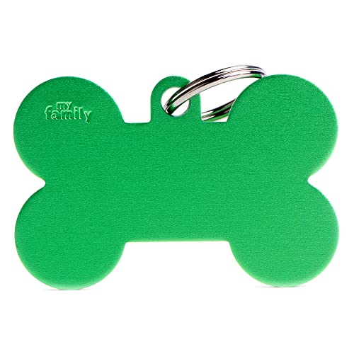 My Family Medaille für personalisierten Hund in Italien, grüner XL -Knochen, Hundeteller mit freiem Inzision, Aluminium, Basissammlung, 48x31 mm My Family Medaille für personalisierten Hund in Italien, grüner XL -Knochen, Hundeteller mit freiem Inzision, Aluminium, Basissammlung, 48x31 mm von My Family
