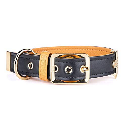 MyFamily 1005 Halskette 42 cm - 55 cm - 2,8 cm Leder schwarz und Ocker L vergoldet 24 K 1000 g von My Family
