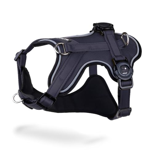 MyFamily Hundegeschirr aus Polyester, Dunkelblau, hergestellt in Italien, mit NFC-Verbindung, Modell H, Kollektion Memopet, Größe M (56-75 cm) von My Family