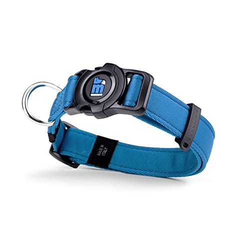MyFamily Hundekragen einstellbares Hund Polyester in Italien hergestellt, personenbezogene Daten Ihres Hundes Immer mit Ihnen, handgefertigt, Memopet -Sammlung (von 20 bis 27 cm, blau) von My Family