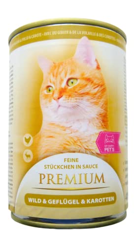 MY HAPPY PETS Katzenfutter Premium Wild, Geflügel, Karotten in Soße 20 x 415g von MY HAPPY PETS