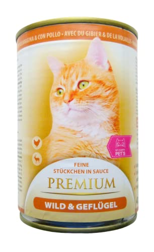 MY HAPPY PETS Katzenfutter Premium Wild & Geflügel Stückchen in Soße 20 x 415g von MY HAPPY PETS